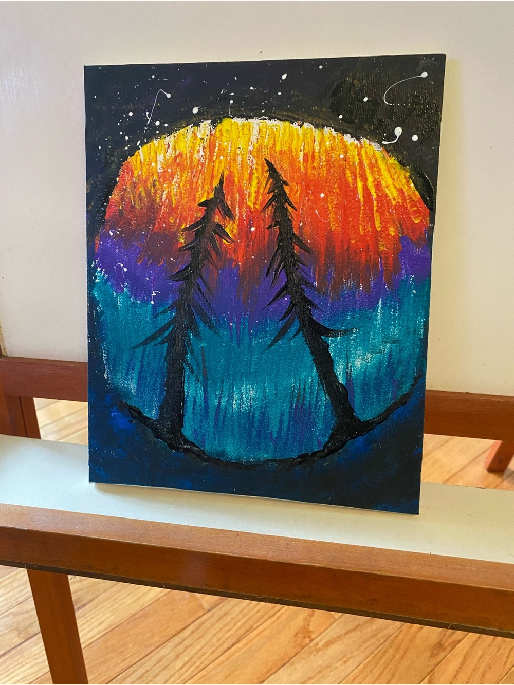 Night Sky π northern lights π« painting by @heatherellio825
